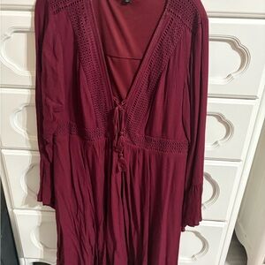 Torrid Red Bishop Sleeve V-Neck Sundress